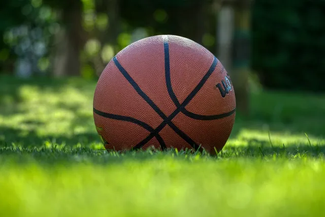 Basketball on grass